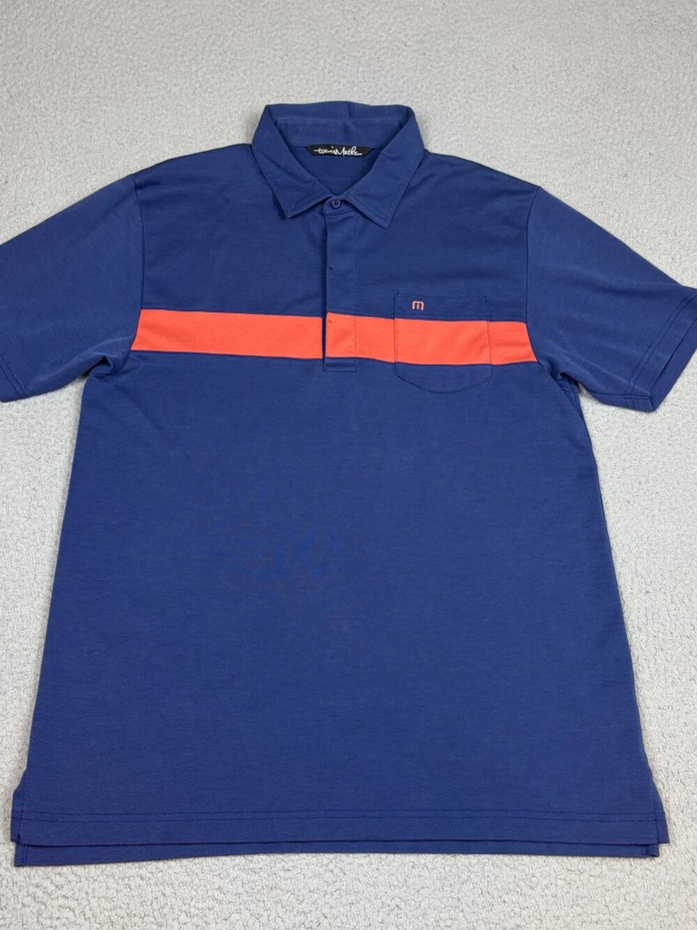 Travis Mathew Polo Shirt Men Blue Large Short Sleeve Pocket Golf Casual
